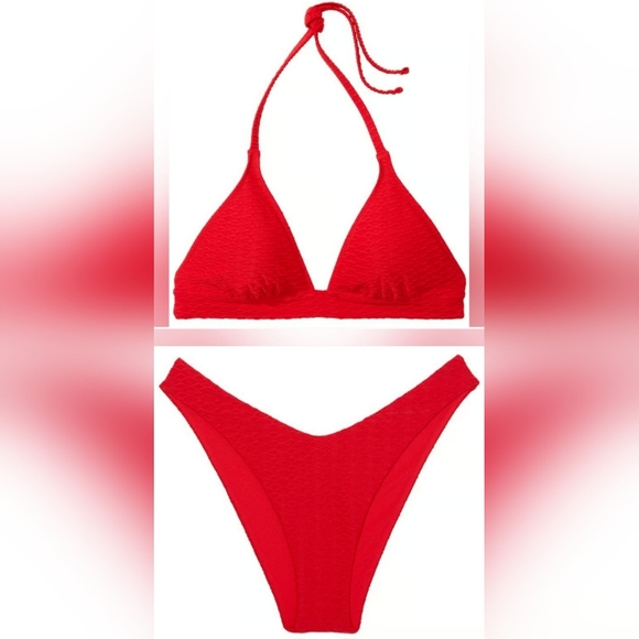 XXL/XXL VS Swim Removable PushUp Halter Bikini Top Brazilian Bikini Set Red - Picture 1 of 4